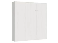 Armoire Lit Escamotable Vertical 140 Kentaro Avec Colonne Frêne Blanc