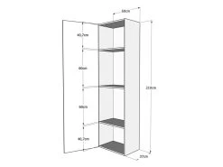 Armoire Lit Escamotable Vertical 140 Kentaro Avec Colonne Frêne Blanc -Magasin de lits lit 18970187