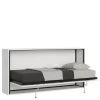 Lit Escamotable Horizontal 1 Couchage 85 Kando Avec Matelas Frêne Blanc