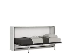 Lit Escamotable Horizontal 1 Couchage 85 Kando Avec Matelas Frêne Blanc