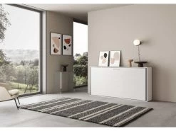 Lit Escamotable Horizontal 1 Couchage 85 Kando Avec Matelas Frêne Blanc -Magasin de lits lit 18970213