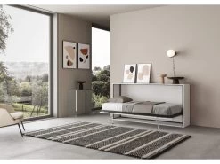 Lit Escamotable Horizontal 1 Couchage 85 Kando Avec Matelas Frêne Blanc -Magasin de lits lit 18970215