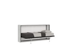 Lit Escamotable Horizontal 1 Couchage 85 Kando Avec Matelas Frêne Blanc -Magasin de lits lit 18970219