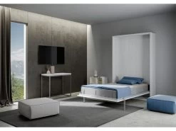 Lit Escamotable Vertical 120 Kentaro Frêne Blanc -Magasin de lits lit 18970245