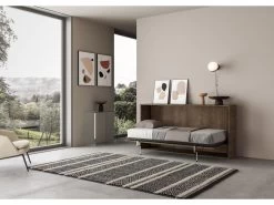 Lit Escamotable Horizontal 1 Couchage 85 Kando Avec Matelas Noyer -Magasin de lits lit 18970255