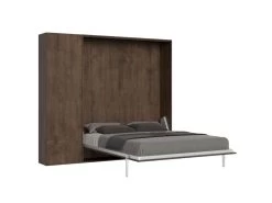 Armoire Lit Escamotable Vertical 160 Kentaro Avec Colonne Noyer