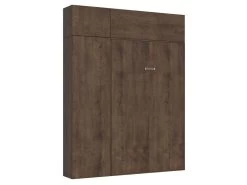 Armoire Lit Escamotable Vertical 120 Kentaro Avec Colonne Et élements Hauts Noyer