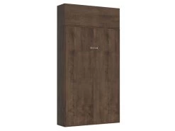 Armoire Lit Escamotable Vertical 140 Kentaro Avec èlèment Haut Noyer