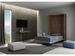 Lit Escamotable Vertical 140 Kentaro Noyer -Magasin de lits lit 18970429