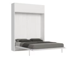 Armoire Lit Escamotable Vertical 160 Kentaro Avec èlèment Haut Frêne Blanc