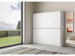 Lit Escamotable Horizontal Superposé 2 Couchages 85 Kando Frêne Blanc -Magasin de lits lit 18970475