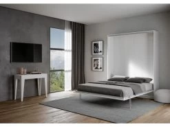 Lit Escamotable Vertical 160 Kentaro Frêne Blanc -Magasin de lits lit 18970517