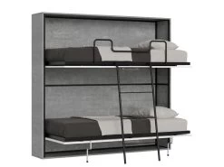 Lit Escamotable Horizontal Superposé 2 Couchages 85 Kando Ciment