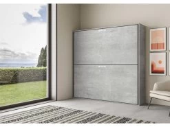 Lit Escamotable Horizontal Superposé 2 Couchages 85 Kando Ciment -Magasin de lits lit 18970547
