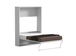Lit Escamotable 160 X 200 Cm - Ouverture Verticale Manuelle - Blanc + Matelas - MALINA II -Magasin de lits lit 19149711