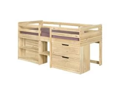 Lit Mi-hauteur Combiné Hoby Bois 90x190 Cm