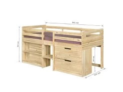 Lit Mi-hauteur Combiné Hoby Bois 90x190 Cm 8 Lit Mi-hauteur Combiné Hoby Bois 90x190 Cm -Magasin de lits lit 19356135