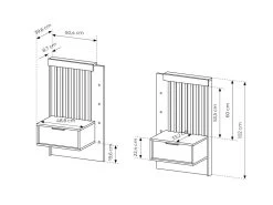 Lit Avec Chevets 160 X 200 Cm - Avec LEDs - Coloris : Naturel Et Noir + Sommier + Matelas - ARIADA -Magasin de lits lit 19406681