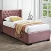 Lit Coffre 90 X 200 Cm Avec Tête De Lit Capitonnée - Velours - Rose + Matelas - MASSIMO