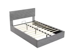 Lit Coffre Avec Sommier à Lattes - Lit Adulte - 140x200cm - Velours - Gris 7 Lit Coffre Avec Sommier à Lattes - Lit Adulte - 140x200cm - Velours - Gris -Magasin de lits lit 20095021