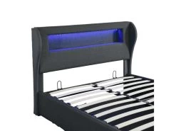Lit Coffre En Lin Avec LED + Sommier à Lattes + Tête De Lit - 140x200cm - Noir 8 Lit Coffre En Lin Avec LED + Sommier à Lattes + Tête De Lit - 140x200cm - Noir -Magasin de lits lit 20095383