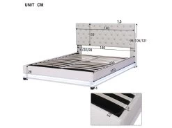 Lit Coffre Avec Led + Sommier à Lattes -140x200 Cm - Velours - Beige -Magasin de lits lit 20095415