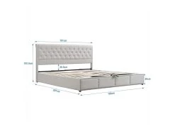 Lit Coffre Capitonné En Velours Avec Sommier à Lattes - 140x200cm - Gris Clair 9 Lit Coffre Capitonné En Velours Avec Sommier à Lattes - 140x200cm - Gris Clair -Magasin de lits lit 20095505