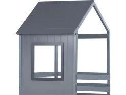 Lit Superposé Cabane En Forme De Maison Avec Deux Fenêtres - 90x200cm - Pin Maddif - Gris -Magasin de lits lit 20124653