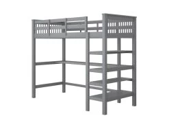 Lit Mezzanine Avec Bureau + étagère De Rangement - 90x200cm - Bois - Gris -Magasin de lits lit 20124961