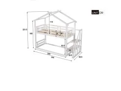 Lit Superposé Cabane Avec Escalier Et Sommier à Lattes - 90x200cm - Pin - Blanc -Magasin de lits lit 20981909