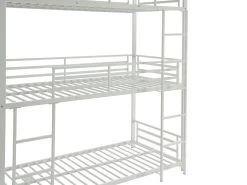 Lits Superposés Triple 3 X 90 X 190 Cm - Métal - Blanc - ELOUAN III -Magasin de lits lit 21012543