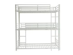 Lits Superposés Triple 3 X 90 X 190 Cm - Métal - Blanc - ELOUAN III -Magasin de lits lit 21012547