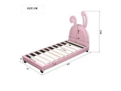 Lit Enfant Avectête En Forme D'oreilles De Lapin + Avec Sommier à Lattes - 90x200cm - Cuir - Rose 9 Lit Enfant Avectête En Forme D'oreilles De Lapin + Avec Sommier à Lattes - 90x200cm - Cuir - Rose -Magasin de lits lit 21025717