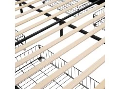 Lit Rembourré Avec 2 Tiroirs, LED Et 2 Ports USB + Sommier à Lattes - Tissu En Lin - 180x200cm - Beige -Magasin de lits lit 21147381