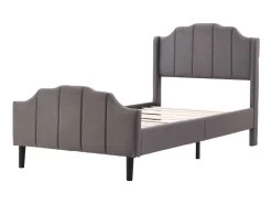 Lit Capitonné En Velours 90x200cm Avec Sommier à Lattes - Gris -Magasin de lits lit 21860285