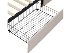 Lit 160x200cm Avec 2 Tiroirs + LED + Sommier à Lattes - Lin - Beige 16 Lit 160x200cm Avec 2 Tiroirs + LED + Sommier à Lattes - Lin - Beige -Magasin de lits lit 21860381