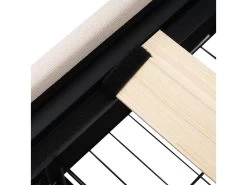 Lit 90x200cm Avec 2 Tiroirs + LED + Sommier à Lattes - Lin - Beige -Magasin de lits lit 21860453