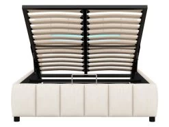 Lit Coffre Avec LED Et Sommier à Lattes - 140x200cm - Velours - Beige -Magasin de lits lit 21860591