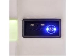 Lit Coffre Capitonné En Velours - Avec Led + Lecteur Bluetooth + Recharge Usb - 140x200cm - Beige -Magasin de lits lit 21884413