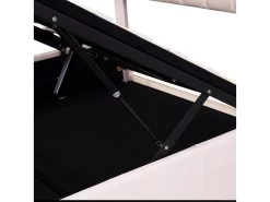 Lit Coffre Capitonné En Velours - Avec Led + Lecteur Bluetooth + Recharge Usb - 140x200cm - Beige -Magasin de lits lit 21884417