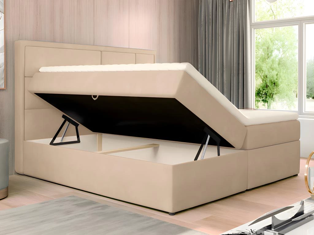 Ensemble Literie Déco Complet Tête De Lit + Sommiers Coffre + Matelas + Surmatelas - 160 X 200 Cm - Beige - LOUMIA De DREAMEA 2 Ensemble Literie Déco Complet Tête De Lit + Sommiers Coffre + Matelas + Surmatelas - 160 X 200 Cm - Beige - LOUMIA De DREAMEA – Image 2