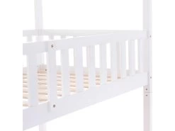 Lit Superposé Cabane - Trois Lits - Sommier à Lattes - Pin - 90x200cm - Blanc -Magasin de lits lit 22041245