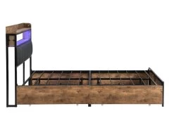 Lit Adulte - 4 Tiroirs - LED - Cadre En Métal - Similicuir - 140x200cm - Naturel Foncé 15 Lit Adulte - 4 Tiroirs - LED - Cadre En Métal - Similicuir - 140x200cm - Naturel Foncé -Magasin de lits lit 22125077