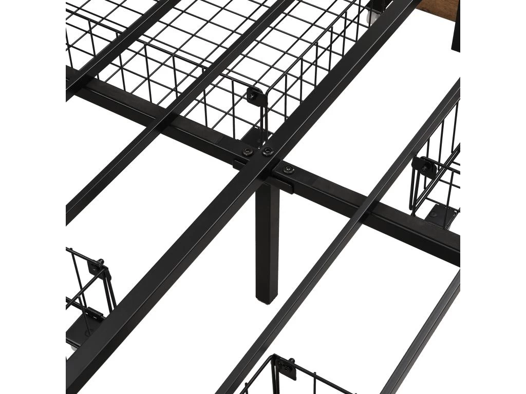 Lit Adulte - 4 Tiroirs - LED - Cadre En Métal - Similicuir - 140x200cm - Naturel Foncé 9 Lit Adulte - 4 Tiroirs - LED - Cadre En Métal - Similicuir - 140x200cm - Naturel Foncé – Image 9