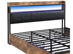 Lit Adulte - 4 Tiroirs - LED - Cadre En Métal - Similicuir - 160x200cm - Naturel Foncé 15 Lit Adulte - 4 Tiroirs - LED - Cadre En Métal - Similicuir - 160x200cm - Naturel Foncé -Magasin de lits lit 22125157