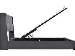 Lit Coffre Avec Tête Réglable - Lin - 160x200cm - Gris -Magasin de lits lit 22125913