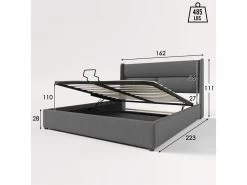 Lit Coffre Avec Tête Réglable - Lin - 160x200cm - Gris -Magasin de lits lit 22125915