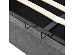 Lit Coffre Avec Tête Réglable - Lin - 160x200cm - Gris -Magasin de lits lit 22125921