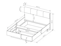 Lit Coffre Avec Chevets 160 X 200 Cm - Avec LEDs - Coloris : Naturel Et Noir + Matelas - ARIADA -Magasin de lits lit 22129515