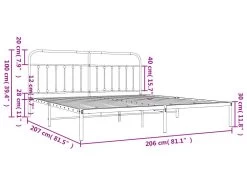 Cadre De Lit Métal Avec Tête De Lit Noir 200x200 Cm -Magasin de lits lit 22393437